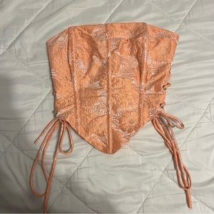 Orange Floral Corset Top